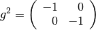 g^2=\left(\begin{array}{rr} -1 & 0 \\ 0 & -1 \end{array}\right)