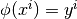 \phi(x^i) = y^i