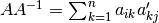 AA^{-1} = \sum^{n}_{k=1}a_{ik}a'_{kj}