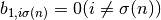 b_{1,i\sigma(n)}=0(i\neq \sigma(n))