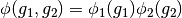 \phi (g_1,g_2) = \phi_1(g_1)\phi_2(g_2)